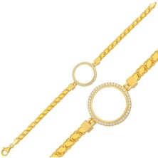 Özcömert Silver Gümüş Çeyrek Takılabilen Altın Kaplama Kadın Bileklik