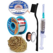 Smnr Lehimleme Seti Havya Ucu Temizleme Teli Flux,lehim Emme Tel 3,0mm ve Lehim Teli Soldering 40GR 0,3mm ST012