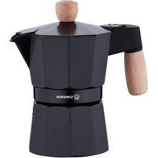 Feyza Design Şık Siyah Moka Pot 150 Ml, 3 Fincan, Güçlü ve Dayanıklı Tasarım