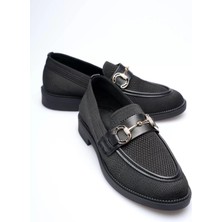 Trendella Siyah Kadın Loafer Metal Tokalı Rahat Günlük Ayakkabı TR30MS02A