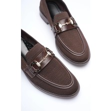 Trendella Acı Kahve Kadın Loafer Metal Tokalı Rahat Günlük Ayakkabı TR30MS02C