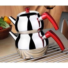 Feyza Design Paslanmaz Çelik Kendinden Süzgeçli Çaydanlık Takımı Orta Boy