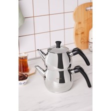 Feyza Design Indüksiyon Tabanlı Siyah Midi Çaydanlık Takımı, Şık ve Kullanışlı Tasarım