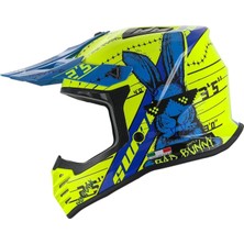 Kask Fullface Bunny Sway Neon Sarı-Mavi Xl