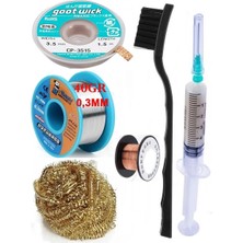 Smnr Lehimleme Seti Havya Ucu Temizleme Teli Flux,lehim Emme Tel 3,5mm ve Lehim Teli Soldering 40GR 0,3mm ST013
