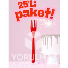 Yorulmaz Ambalaj ✨happy Party Kırmızı Plastik Çatal 25’li – Partiler ve Özel Günler Için Tek Kullanımlık✨