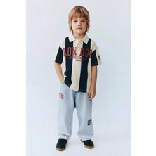 Magu Erkek Çocuk Pamuklu Oversize Polo Yaka Baskılı T-Shirt ve Bol Paça Kot Pantolon Takım