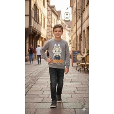 19528 Stoper 5-8 Yaş Labubu Baskılı Erkek Çocuk Ince Sweatshirt