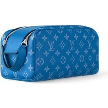 AGM Lv  M30849 Kobalt Taigarama Seyahat Çantası , Monogram Necessaire Clutch Mavi , Lv Mavi Deri Erkek El Çantası , El Çantası