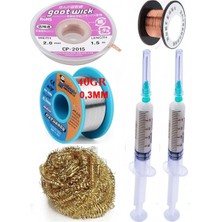 Smnr Lehimleme Seti Havya Ucu Temizleme Teli Flux,lehim Emme Tel 2,0mm ve Lehim Teli Soldering 40GR 0,3mm ST013