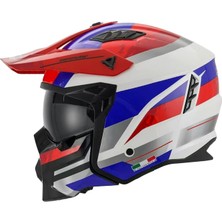 Kask Fullface X1 Seul Track Sway Beyaz-Mavi-Kırmızı L