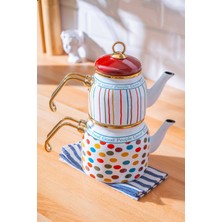 Feyza Design Emaye Mini Çaydanlık Takımı, Şık ve Dayanıklı Tasarım