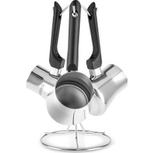 Feyza Design Paslanmaz Çelik 3'lü Cezve Takımı, Şık ve Dayanıklı Mutfak Seti