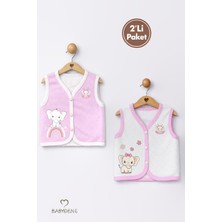 Babyden's 2’li Kız Bebek Yelek Seti ,jakarlı Kalp Desenli,pamuklu,çıtçıtlı Bebek Yeleği Fil Baskılı,mevsimlik