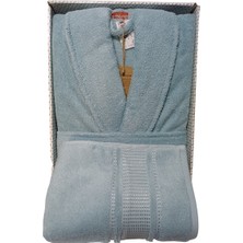 Özdilek Colourist Şalyaka Bornoz + Baş Havlusu - Aqua %100 Pamuk