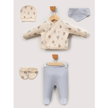 Asyaden Baby Erkek Bebek Pamuklu Balon Baskılı 5li Zıbın Set Yenidoğan Hastane Çıkışı