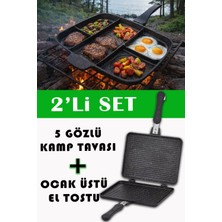 bermira home collection granit döküm 5 gözlü tava ve granit döküm ocak üstü el tostu - tek 