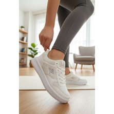 Enoch Kadın Spor Ayakkabı Amblem Işlemeli Fileli Düz Tabanlı Sneaker Spor