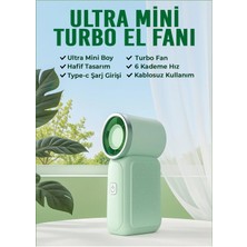 Qstar Taşınabilir Şarjlı Ultra Mini Turbo Fan - Mini El Vantilatörü Turbo Üflemeli 6 Kademeli Fan