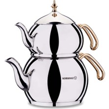 Feyza Design Gold Çaydanlık Takımı, Şık ve Dayanıklı, Modern Tasarım, 75CM