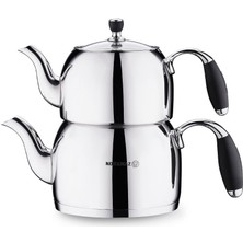 Feyza Design Şık Siyah Maxi Çaydanlık Takımı, 2 Lt, Dayanıklı ve Kullanışlı Tasarım