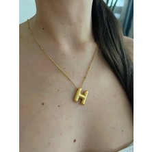 H Harf Kolye Bubble Kadın Altın Kaplama Suya Dayanıklı Kararma Yapmaz Minimal Harfli Kolye