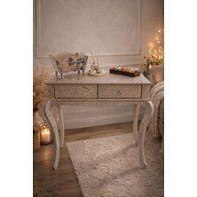 Eskitme Bohem Konsol Masa Ahşap Görünümlü Çekmeceli Vintage Dekoratif Yan Masa