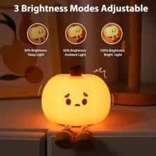 Skygo Balkabağı Silikon Gece Lambası: 3 Seviyeli Kısılabilir Parlaklık, Şarj Edilebilir Yumuşak Işıltılı Yumuşacık Başucu Lambası, Emzirme, Küçük Çocuklar, Bebekler, Çocuk Odaları, Bayramı