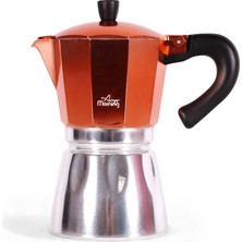 Feyza Design 240 ml Bakır Renkli Alüminyum Moka Pot Espresso Kahve Makinesi