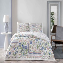 Skygo Gracie Renkli Klişe Pamuk Nevresim Takımı, Mavi, Çift Kişilik