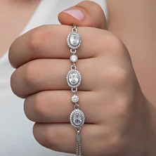 Özcömert Silver Gümüş Oval Taşlı Kadın Bileklik