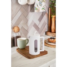 Feyza Design 600 ml French Press, Beyaz, Şık ve Pratik Kahve Demleme Aracı