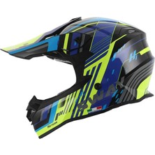 Kask Fullface Meteor Sway Neon Sarı-Siyah-Mavi Xl