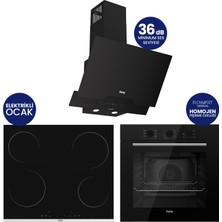 Ferre Silentart Elektrikli Siyah 3'lü Ankastre Set ( QBL62CS-MS261-D063-SA )