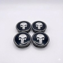 Universal Beyaz Punisher Damla Geçme Jant Göbek Kapağı 4’lü Set 55/58MM Siyah