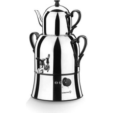 Korkmaz Semaver Çelik Gövde Ayarlanabilir Sıcaklık Kontrolü 50 Bardak Kapasite