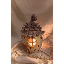 Rahan Hobbit Evi Peri Evi El Işi Hand Made Hobit Evi Seramik Oyuncak Dekor Mumluk Şamdan Mor