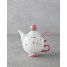 Feyza Design Pembe Çiçekler Seramik Demlik 400 Ml, Zarif ve Şık Tasarım