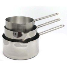 Feyza Design Paslanmaz Çelik 3'lü Set Sütlük ve Sosluk, 12-14-16 Cm, Şık ve Dayanıklı