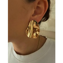 Gaia Kadın Küpe Altın Kaplama Çelik Küpe Suya Dayanıklı Kararma Yapmaz Şık Küpe