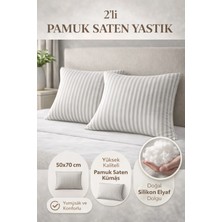 Yüksek Kalite 2’li Saten Yastık Seti – 82 Tel Pamuk Saten & Saf Silikon Dolgu