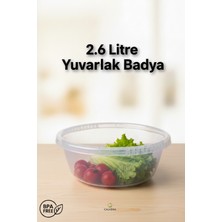 Calvera 2.6 Litre Şeffaf Yuvarlak Badya - Çok Amaçlı Mutfak ve Salata Kasesi - Bpa Free