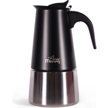 Feyza Design Paslanmaz Çelik Espresso Kahve Makinesi 300ML, Indüksiyon Uyumlu Siyah