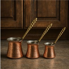 Feyza Design Bakır 3'lü Cezve Seti, Şık ve Dayanıklı Kahve Hazırlama Araçları