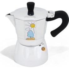 Feyza Design Alüminyum Moka Pot 240 Ml, Desenli, Gümüş Espresso Kahve Makinesi