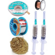 Smnr Lehimleme Seti Havya Ucu Temizleme Teli Flux,lehim Emme Tel 3,5mm ve Lehim Teli Soldering 40GR 0,3mm ST010