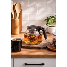 Feyza Design Isıya Dayanıklı Cam Demlik 1100 Ml, Süzgeçli, Çay ve Bitki Çayı Demliği