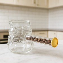 Feyza Design Isıya Dayanıklı Cam Cezve, 500 Ml, Modern Tasarım, Kulplu Üzüm Detaylı