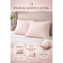 Yüksek Kalite 2’li Saten Yastık Seti – 82 Tel Pamuk Saten & Saf Silikon Dolgu