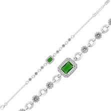 Özcömert Silver Gümüş Yeşil Baget Taşlı Bayan Bileklik